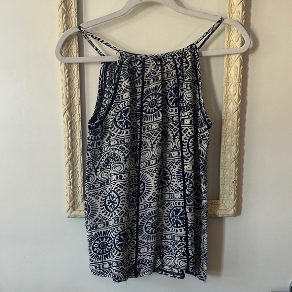 SOLITAIRE | Paisley Boho Navy and White Sleeveless Top - Picture 7 of 14